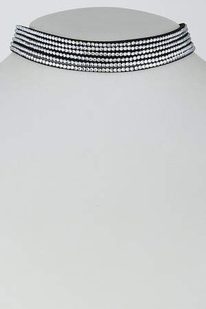 Shiny Thick Choker with Rhinestones Details 6HAF7